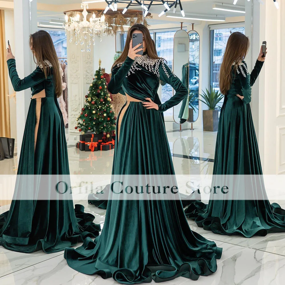 

Marocain Dark Green Evening Dresses For Women Party 2023 Beads Prom Gowns Formal robe de soirée de mariage
