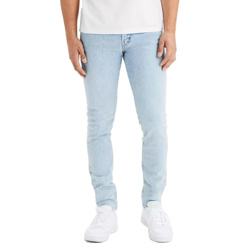 22ss Fashion High Quality Washed Light Blue Men's Jeans Skinny Stretch Mid Waist Jeans Men's Casual Trousers