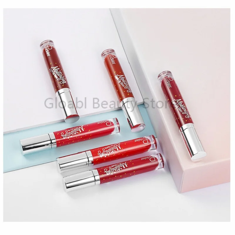 

Pudaier Brand Liquid Lipstick Waterproof Matte Nude Lipstick Pigment Red Long Lasting Lip Gloss Women Makeup Lipgloss 12 Colors
