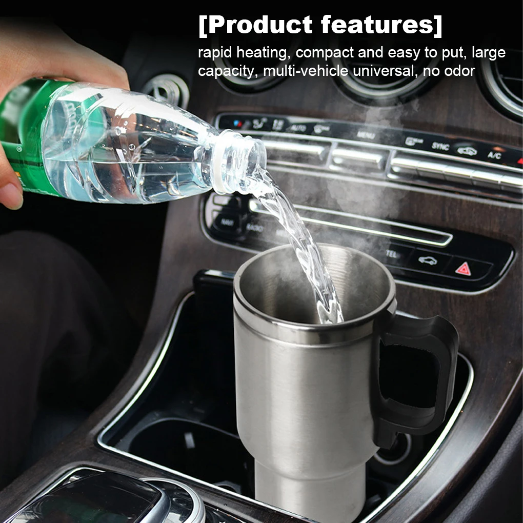 

500ml Fast Heating Cup Vehicle Stainless Steel Electronic Heated Coffee Tea Mug Warmer Thermal Insulation Kettle