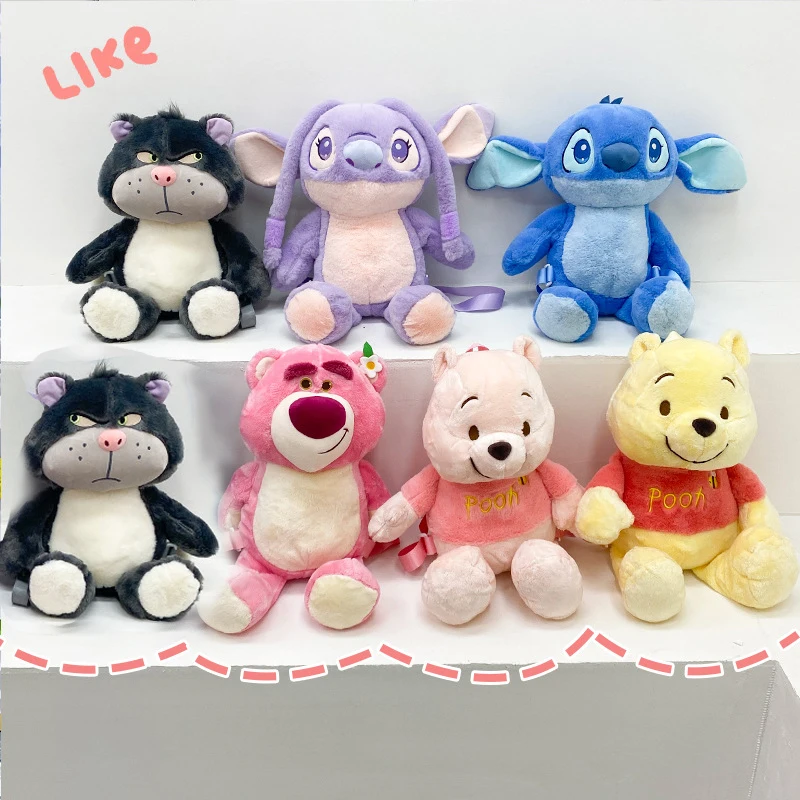 

Сумка из мультфильма «Лило и Стич» Disney, плюшевые игрушки, Винни-Пух, милая Аниме Кукла, Люцифер, мягкий плюшевый рюкзак, подарок для детей на Рождество