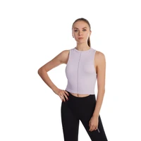 pure new solid color round neck sleeveless t shirt womens spring and summer ribbed cotton knitted sports yoga vest slim fit