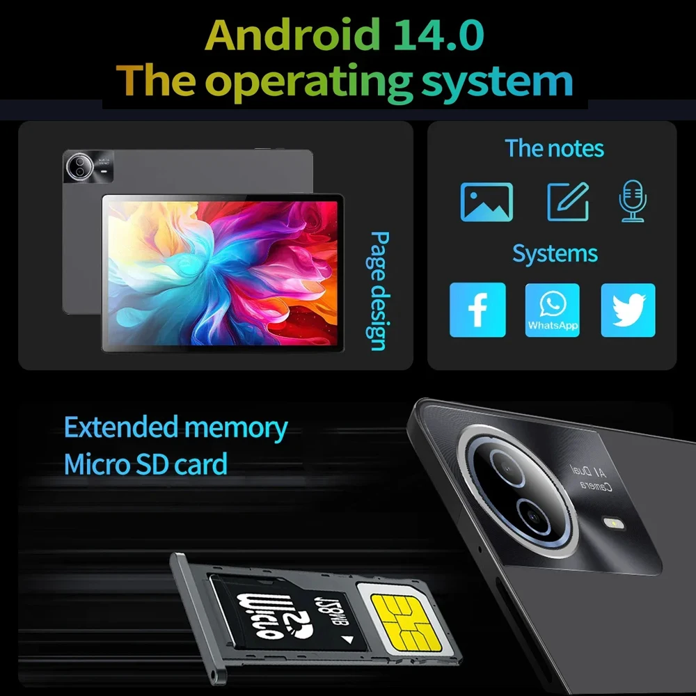 Фото Новейший 14,1-дюймовый аккумулятор Maxpads Plus Android 14 2,5K 60 Гц High Refresh 16 ГБ + 512 ГБ UNISOC T616 12900 мАч, 20 МП + 32 МП, камера, вкладка 4G №3
