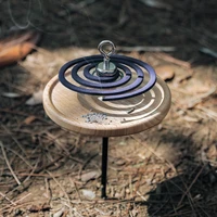 outdoor mosquito incense holder with ground pegs oak wood magnetic detachable round camping fishing home mosquito coil tray rack