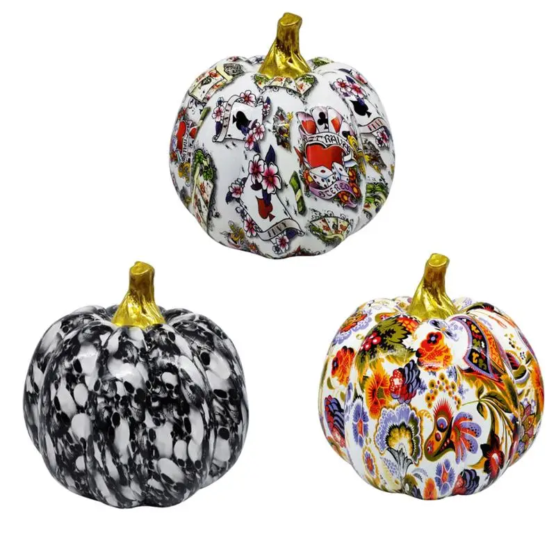 

Mini Pumpkins Thanksgiving Pumpkin Decorations Water Transfer Printing For Fall Table Decor Halloween Pumpkins With Pumpkin