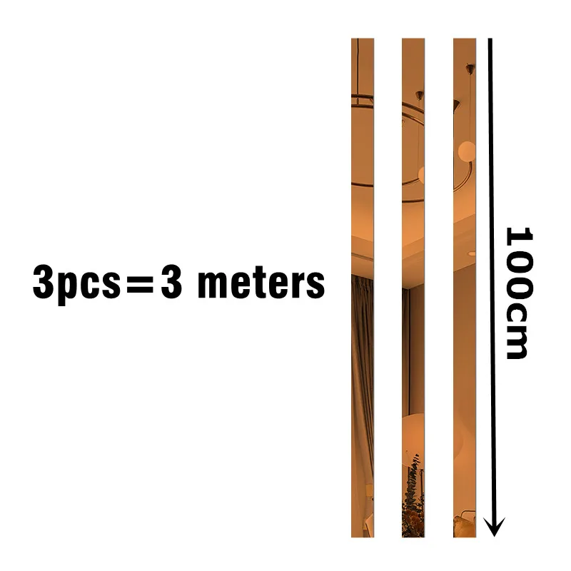 Зеркальные наклейки на стену  Acrillic 3 метра