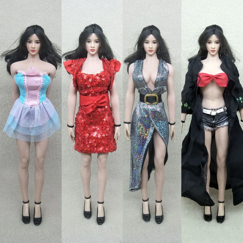 

1/6 Scale Female Soldier Sexy Trend T-Shirt Red Dress Mini Super Short Skirt Clothes Model Fit 12'' PH Action Figures Body S21B
