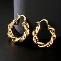 handmade 18k golden twisted circle hoop earrings for women jewelry