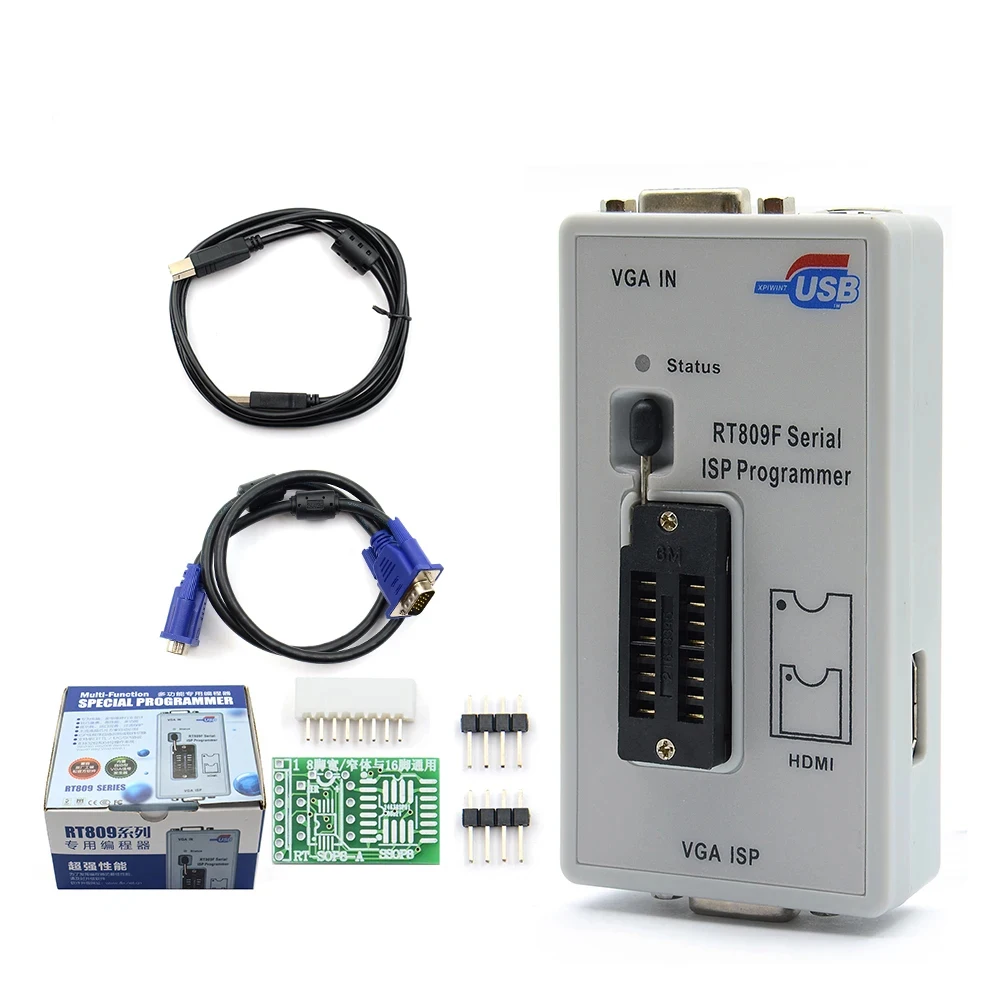 RT809F ISP последовательный программатор с 12 адаптерами RT809 ЖК-чип USB Eeprom инструменты