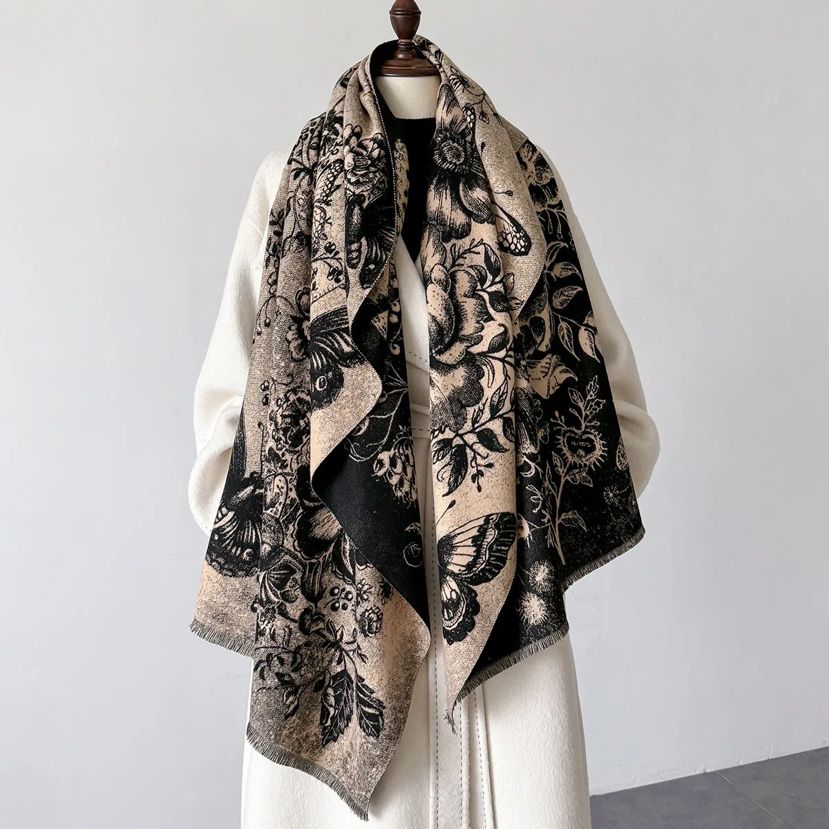 Теплая шаль женский шарф роскошное кашемировое зимнее одеяло повседневное