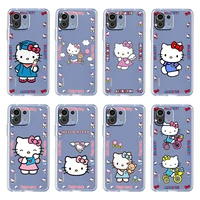 anime cute hello kitty girl for xiaomi mi 12 12x 11ultra 11i 11t 10 10t 9 9t pro lite 4g 5g soft transparent phone case fundas