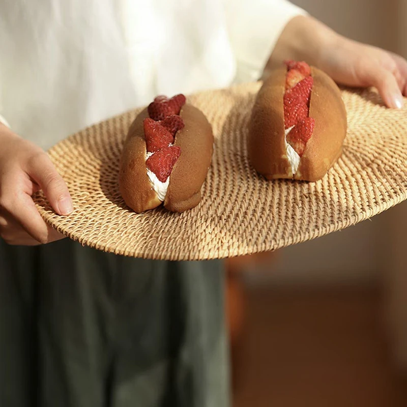 Акция! Плетеная подстилка из ротанга овальные круглые настольные коврики