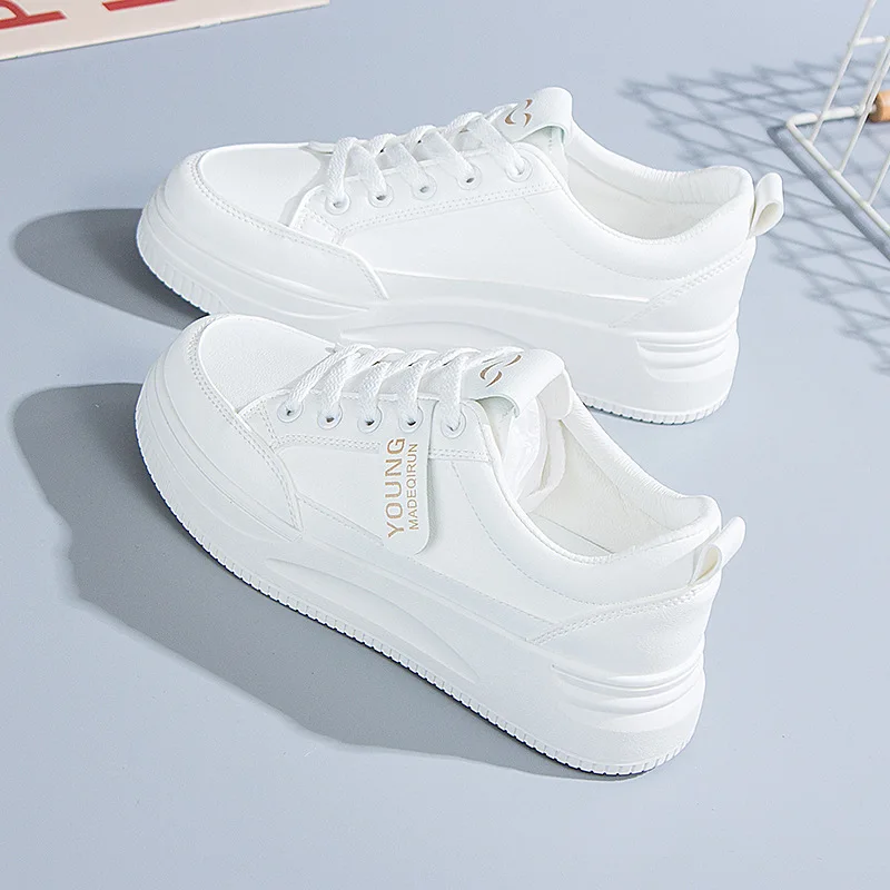 White Shoes Women's 2022 Summer New Ins Korean Version of Students Flat Casual White Shoes Low-top Thick Bottom Shoes Women