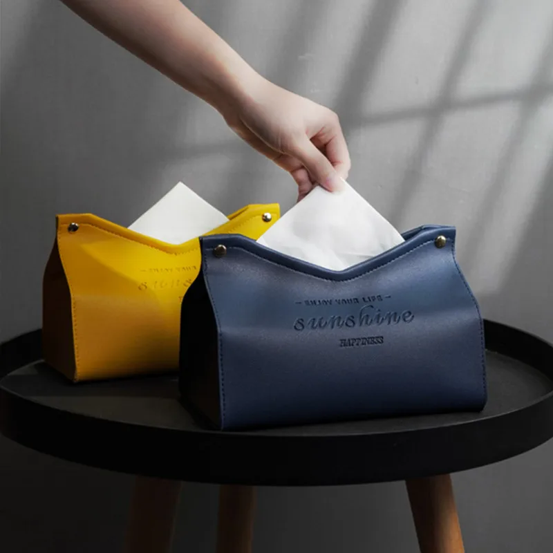 

Leather Tissue Box Car Tissue Box Home Living Room Decoration Bedroom Kitchen Desktop Large Storage Box Napkin Holder