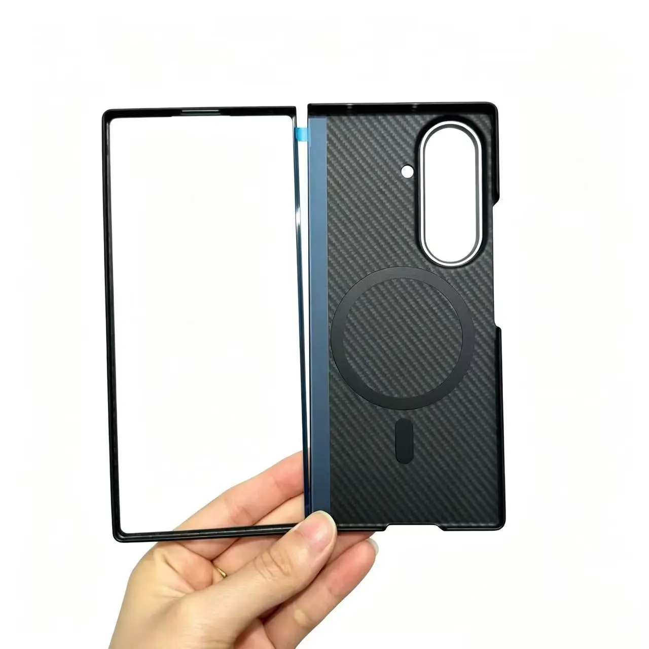 Фото Ультратонкий чехол из углеродного волокна 600D с мелким зернистым рисунком для Samsung Galaxy Z Fold 8 7 6 5 4 3 8 Ultra, магнитный чехол из арамидного углеродного волокна №5