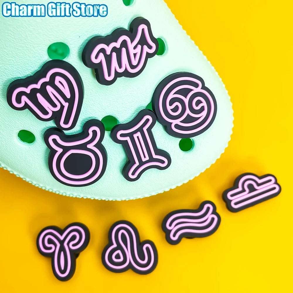 

1 шт. созвездия обуви талисманы Знаки зодиака заглушки булавки Дева Телец украшения для обуви Стрелец Лев КРОК джинсы