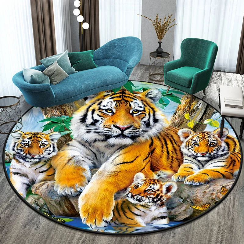 

tiger round carpet floor mat living room carpet prayer mat area rug gifts washroom floor mat room decor children's room decor