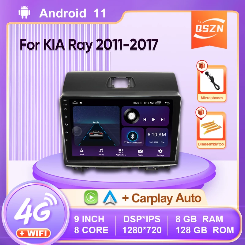 9" Radio For Kia Ray 2011-2017 Car Radio 4G GPS WIFI Video Multimedia Player DSP IPS Carplay+Auto 8 Core Android 11 Head Unit