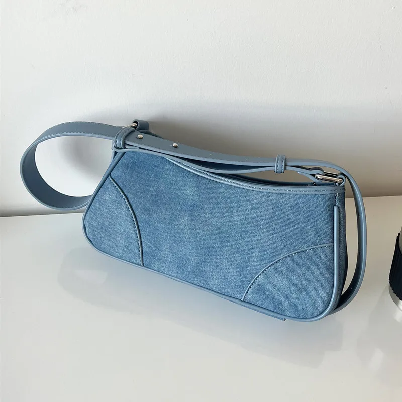 Vintage Y2K Cool Girls Denim Bag Cool Dark Harajuku Style Spicy Girl Underarm Bag Retro Crossbody Purses Handbag Bolsa Feminina