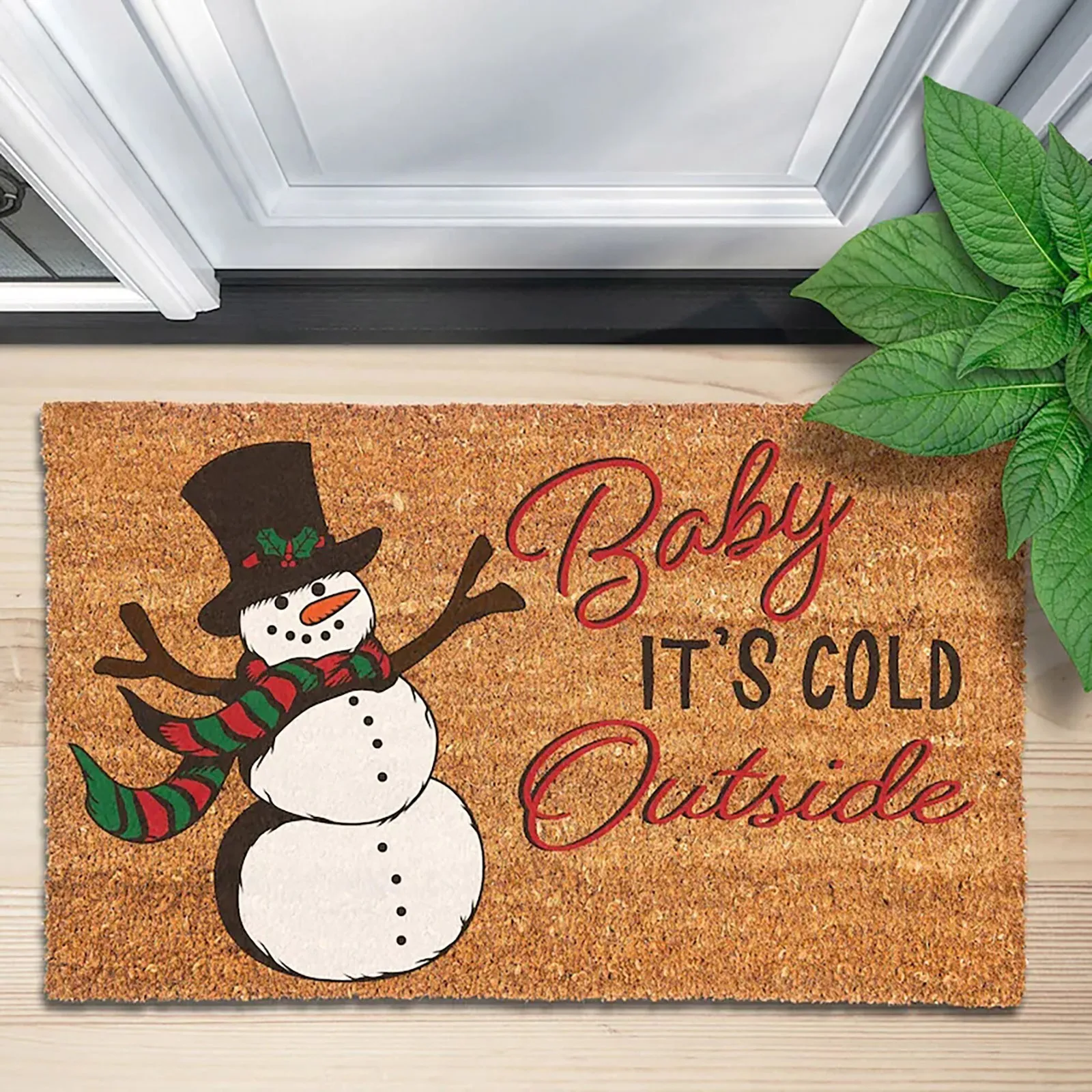 

Christmas Doormat Holiday Home Decoration Welcome Mats House Entrance For Hallway Carpet Rugs With Signs Baby It'S Cold Outside