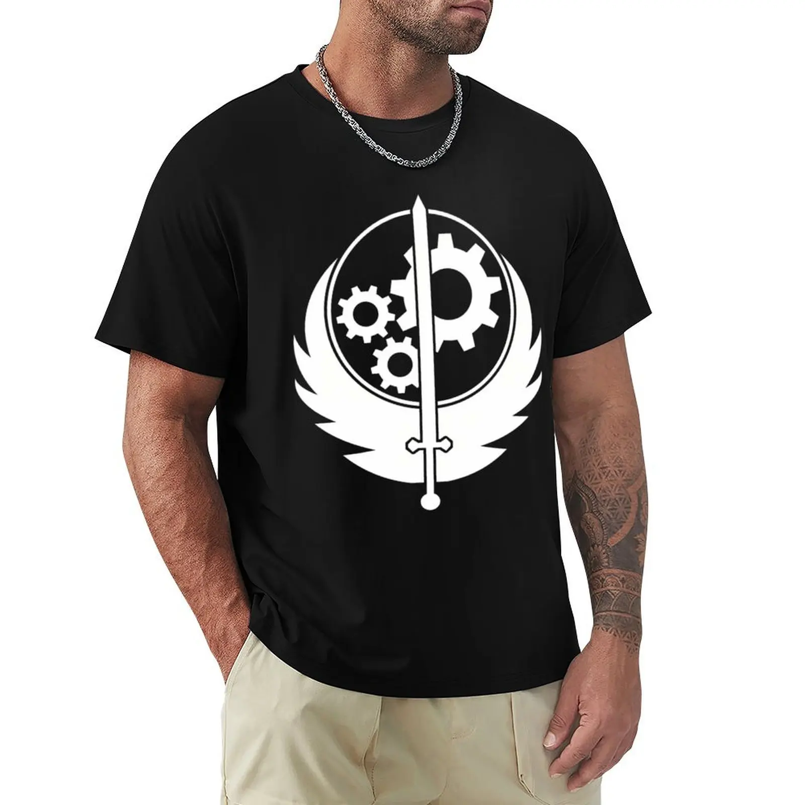 Винтажная футболка с логотипом Brotherhood Of Steel одежда мужская labubu мужские футболки