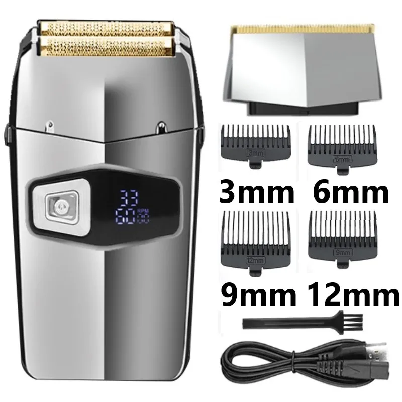 For Men Beard Electric Shaver Razor Fade Bald Head Shaving Machine Silver