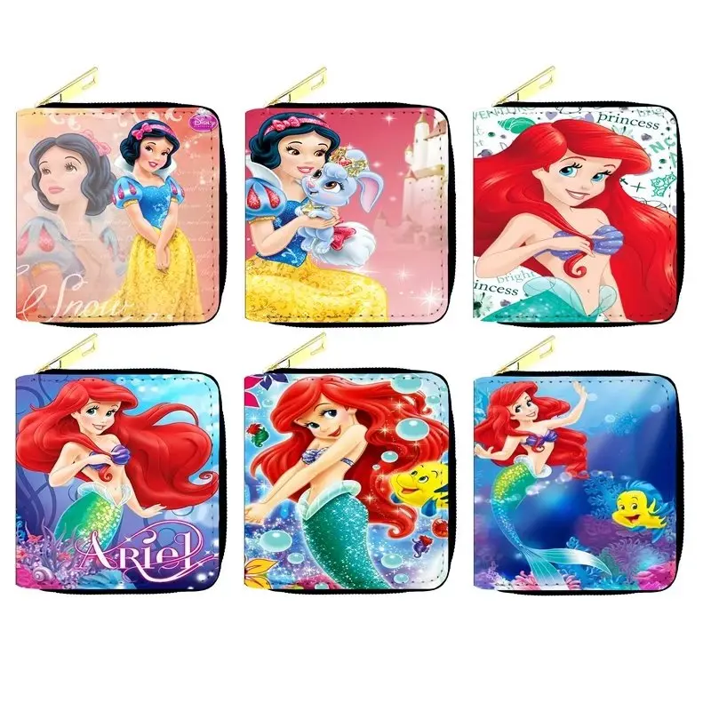 

New Disney Mermaid Series Women's Wallet Snow White Cartoon Cute Coin Purse Multifunction Money Storage Bag for Girls Xmas Gifts