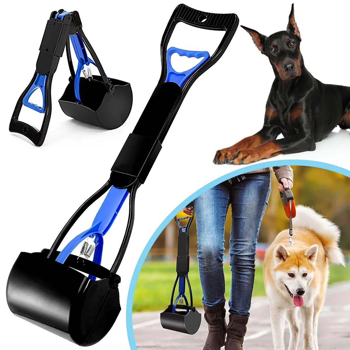 

Pet Pooper Scooper Foldable Dog Shit Clip with Long Handle Sturdy Portable Pet Feces Clip Travel Reusable Outdoor Animal Waste