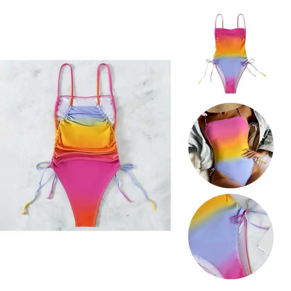 

Цельный привлекательный бикини на бретельках без косточек, сексуальный женский купальник, узкая пляжная одежда