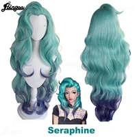 ebingoo synthetic wig game lol kda seraphine cosplay wig gradient long high temperature resistance hair wigs for hollaween party