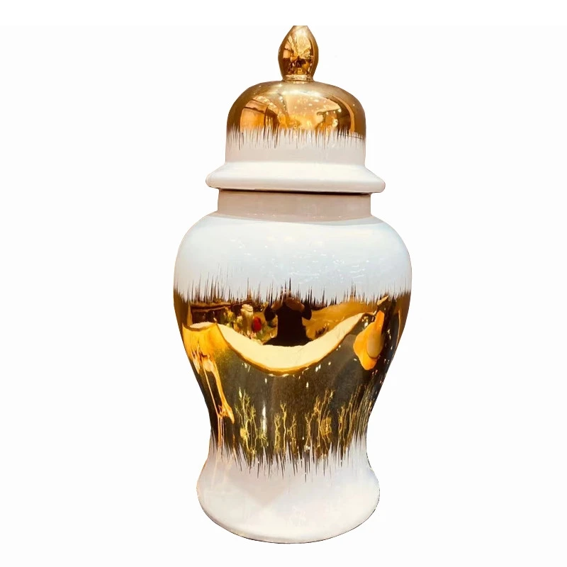 Керамическая банка для клетчатойmate с золотым градиентом декоративная имбирная