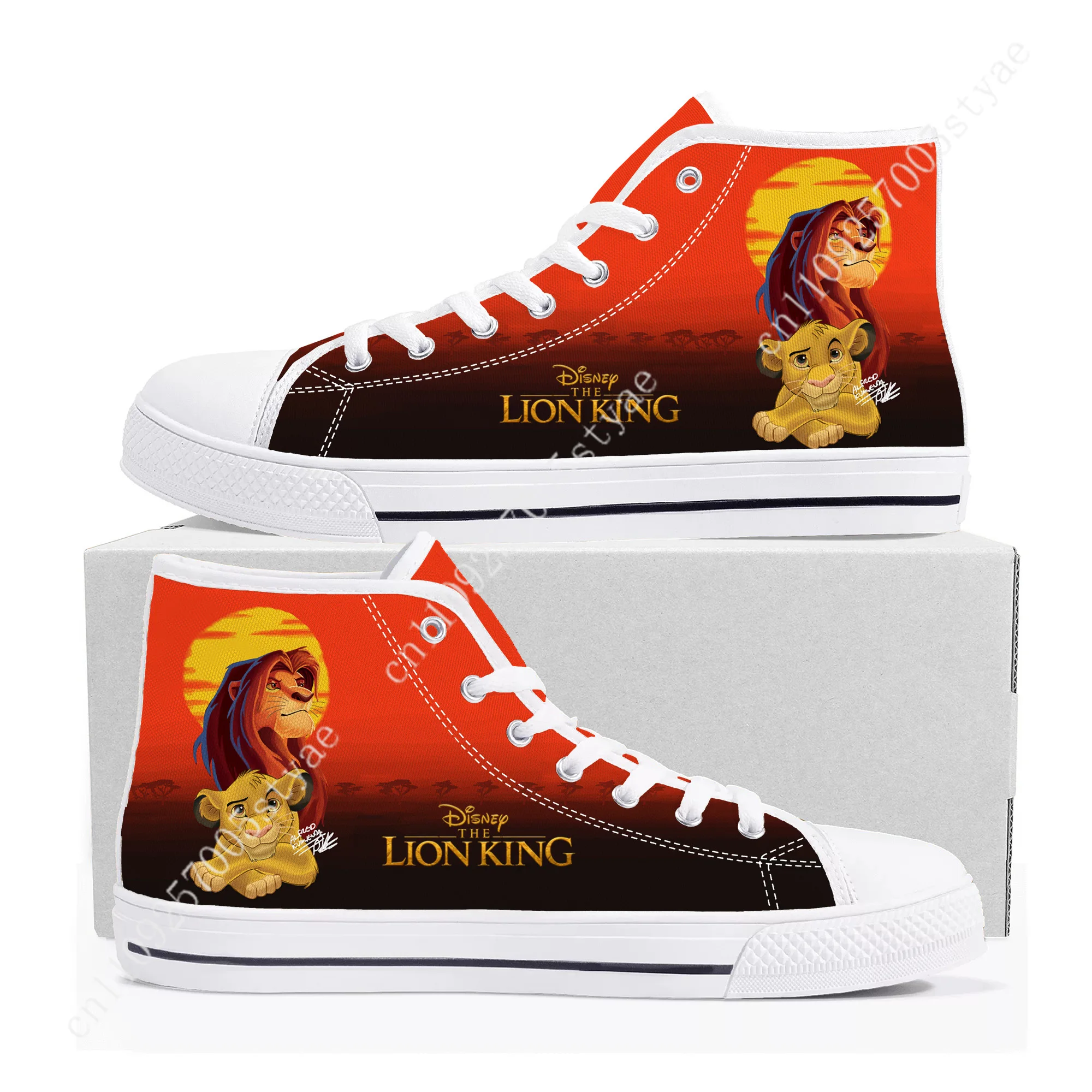 Фото Кроссовки Disney The Lion King Simba High Top, мужские и женские легкие повседневные кроссовки из ткани №2