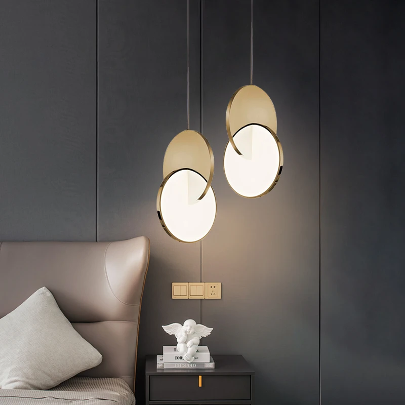 

Modern Bedside Pendant Light Led Round Dining Room Chandelier Nordic Designer Pendant Lamp for Living Room Aisle Decor Lighting