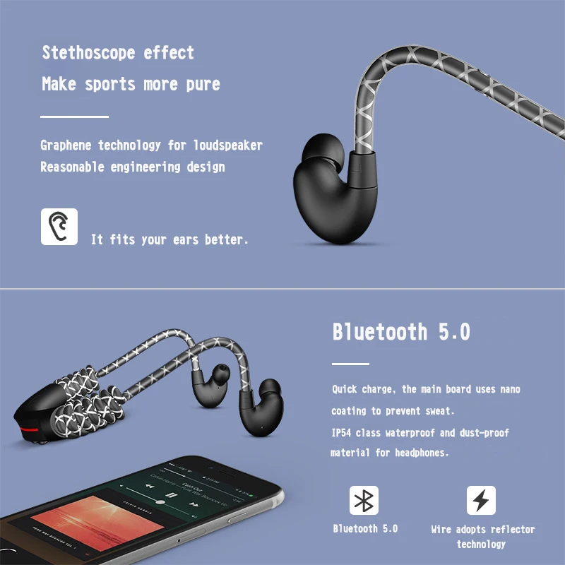 

KJSDJKSDAHGKDASHASDKJ Noise Cancelling Sports Bluetooth Earphone/Wireless Headset for phones and music