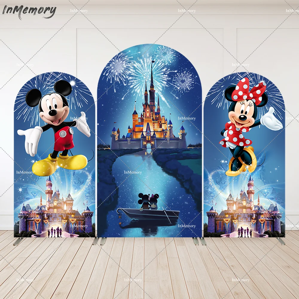 Фон для фотосъемки с изображением замка детского душа и арки из мультфильма