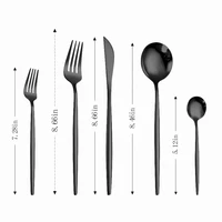cutlery set bright black tableware sets kitchen utensils travel matte dinnerware western spoons forks knives stainless steel