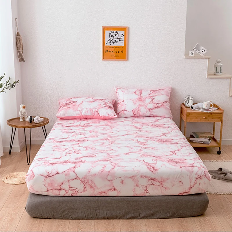 

Premium Bedspread Set Elegant and Comfortable Premium Luxury Marble Print Bedroom Sheet, Soft Wrinkle Resistant Fade Bedding Set