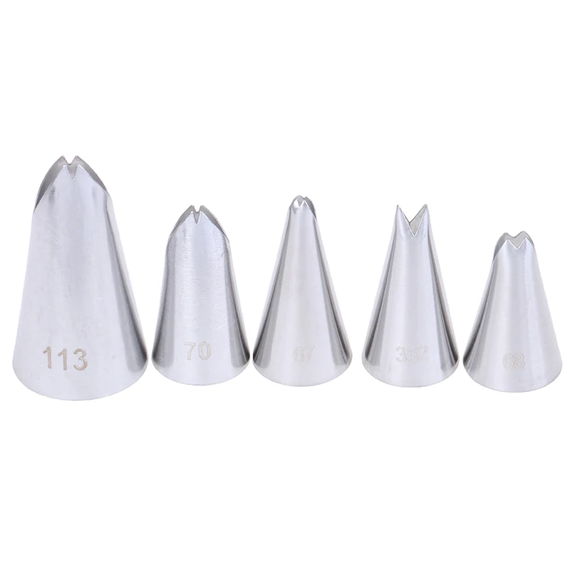 

5Pcs Leaves Nozzles Stainless Steel Icing Piping Nozzles Tips Pastry Cake Decor Cake Cream Mounting Nozzle Baking Tools