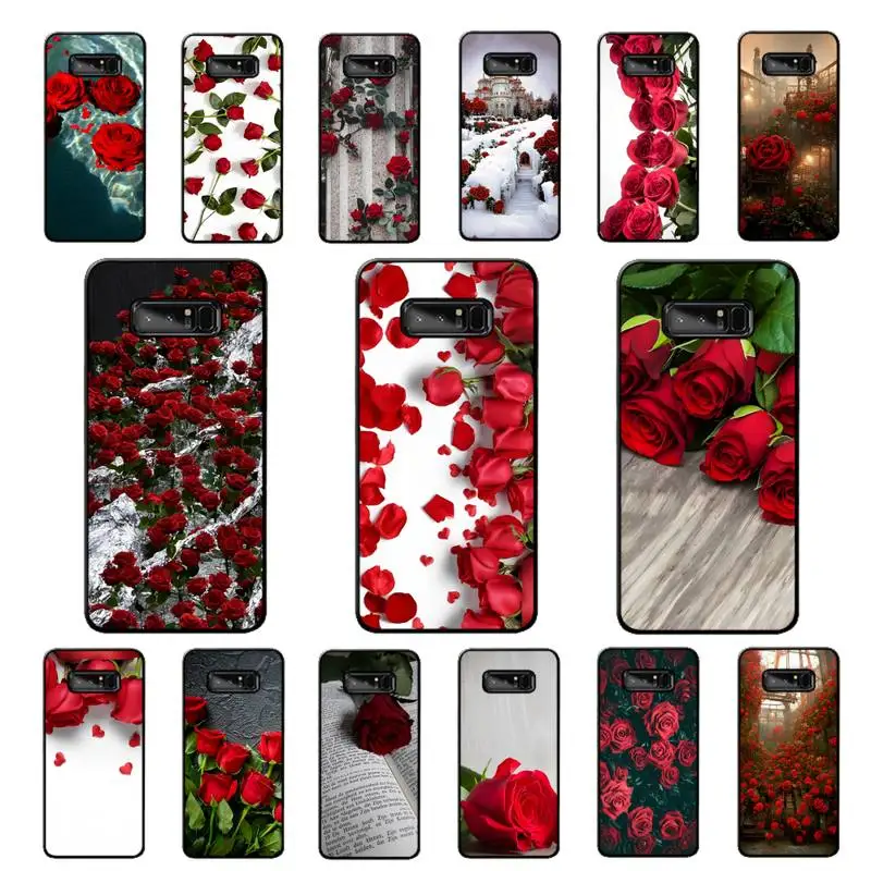 

Bright Red Rose Flowers Phone Case for Samsung Note 5 7 8 9 10 20 pro plus lite ultra A21 12 02