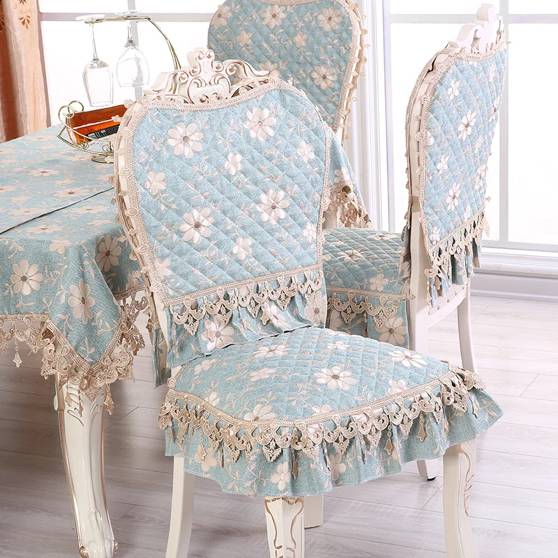 

2Pcs/Set Luxury European Chair Cushion Cover Jacquard Retro Classical Print Chairs Slipcover Linen Anti-slip Backrest Seat Case
