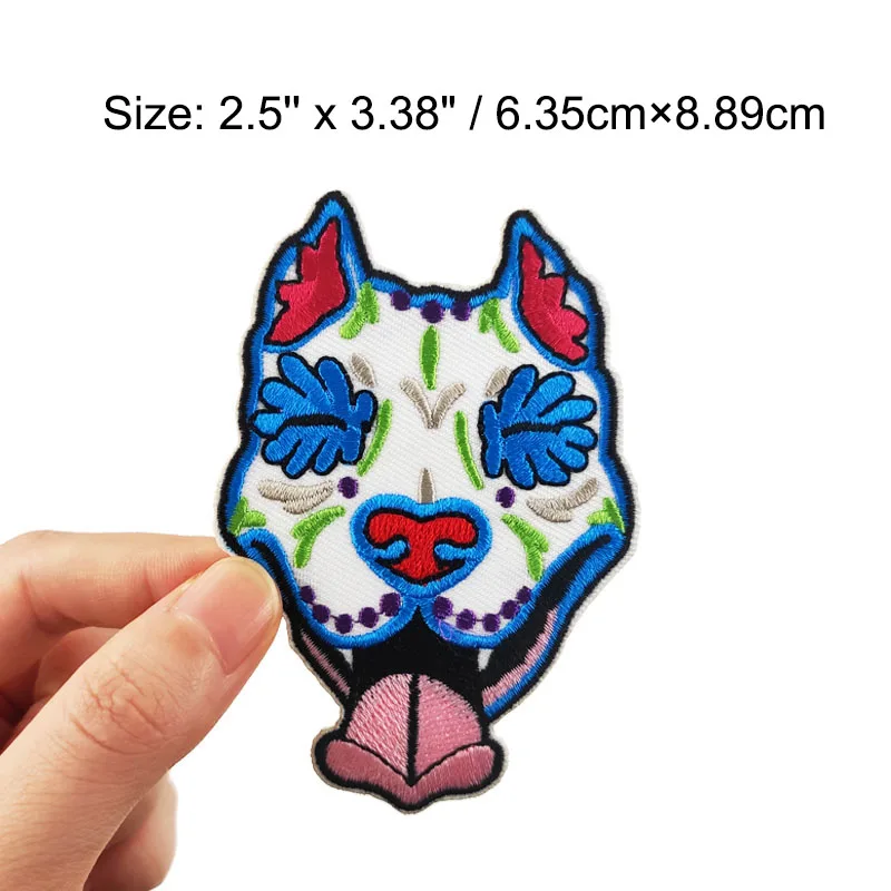 Патч с изображением сахарного черепа собаки питбуля щенка симпатичный день