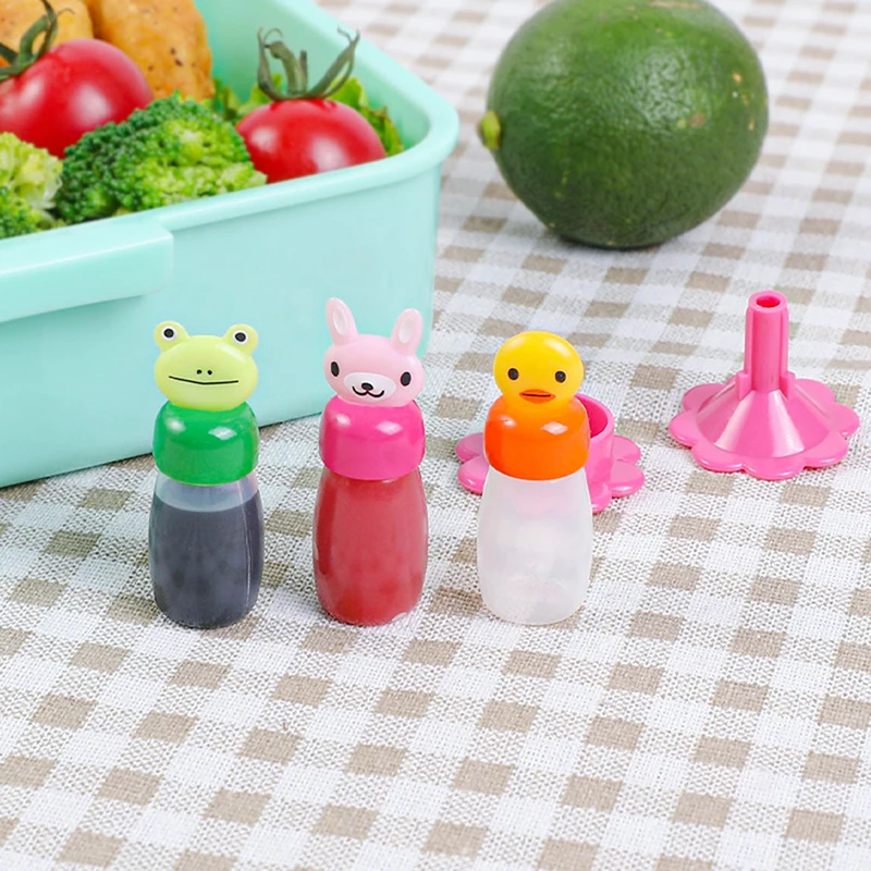 

4 шт./компл. мини-бутылка для соуса в японском стиле, милая бутылка кролика, лягушки, утки с воронкой