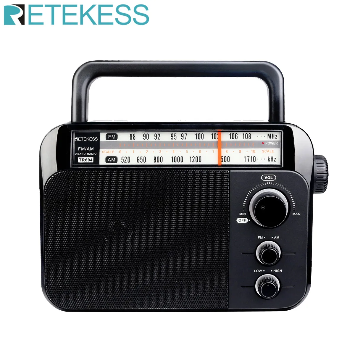 Enlarge Retekess TR604 AM FM Radio Portable Plug in Radio Transistor Powered by 3 D Batteries or AC 110V/220V for Senior and Home