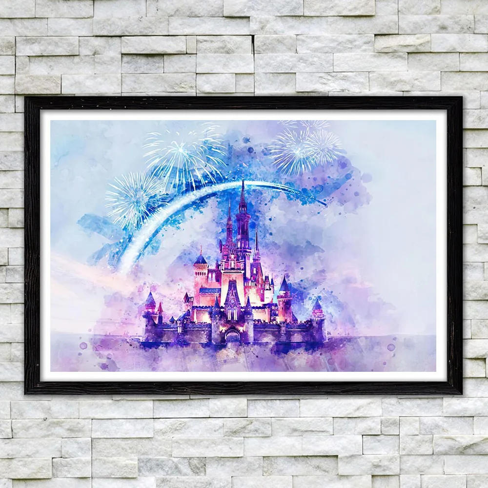 

Disneyland Canvas Wall Art Watercolour Castle Poster And Prints Abstract Artwork Painting For Kids Room Decoration Cuadros