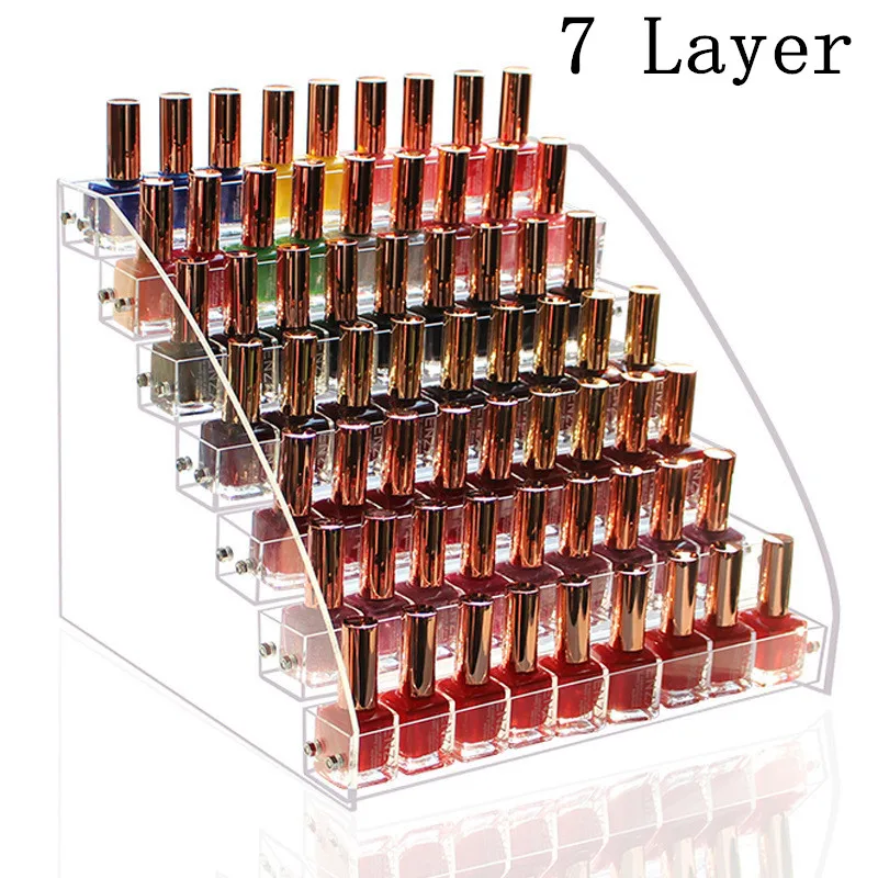 

2/3/4/5/6/7 Layers Clear Acrylic Nail Polish Display Organizer Shelf Cosmetic Rack Tool Holder Frame Jewelry Stand Storage Box 2