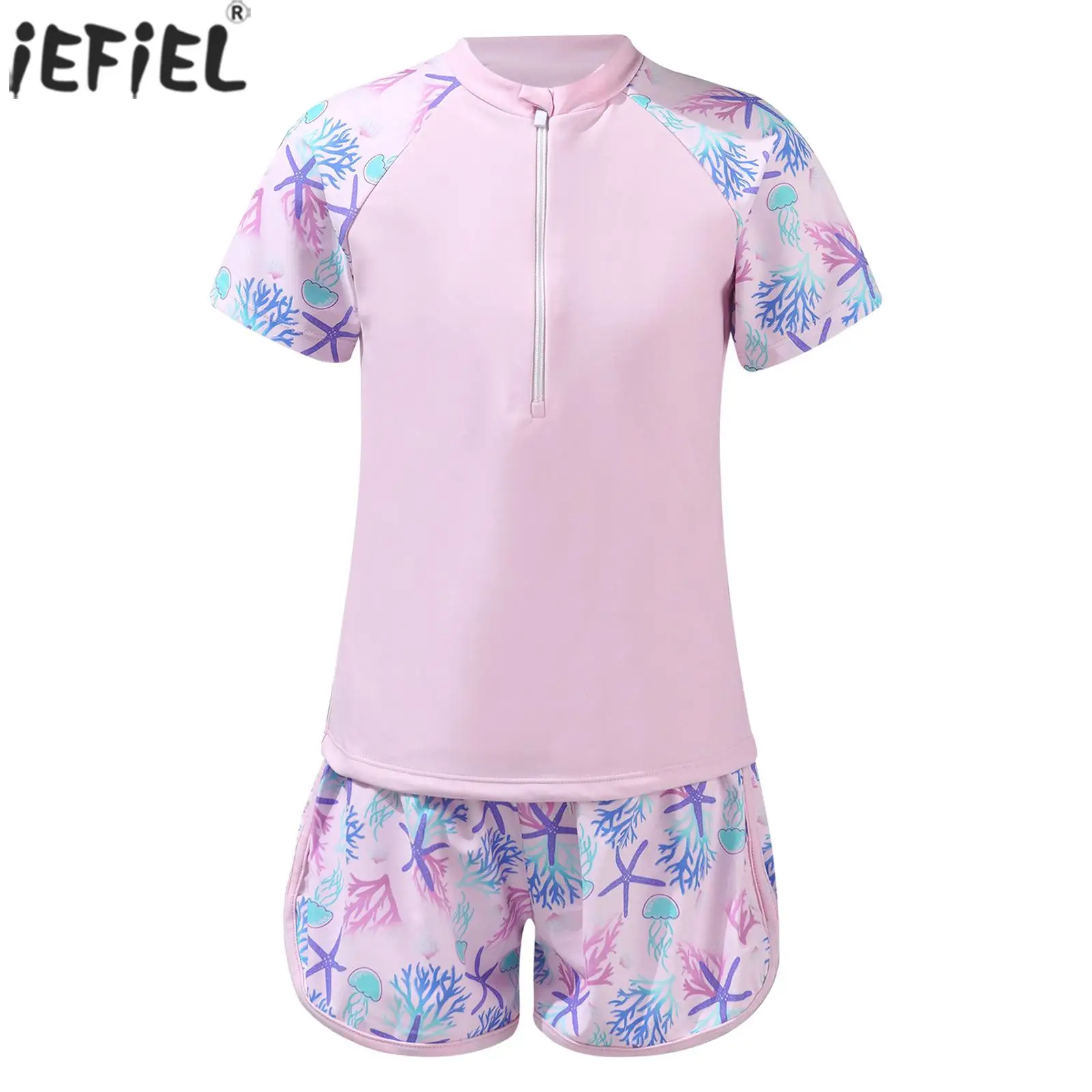 

2 шт., детский купальник с коротким рукавом и шортами