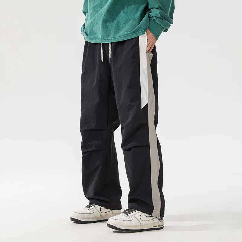 Брюки мужские с широкими штанинами модные повседневные свободные штаны в