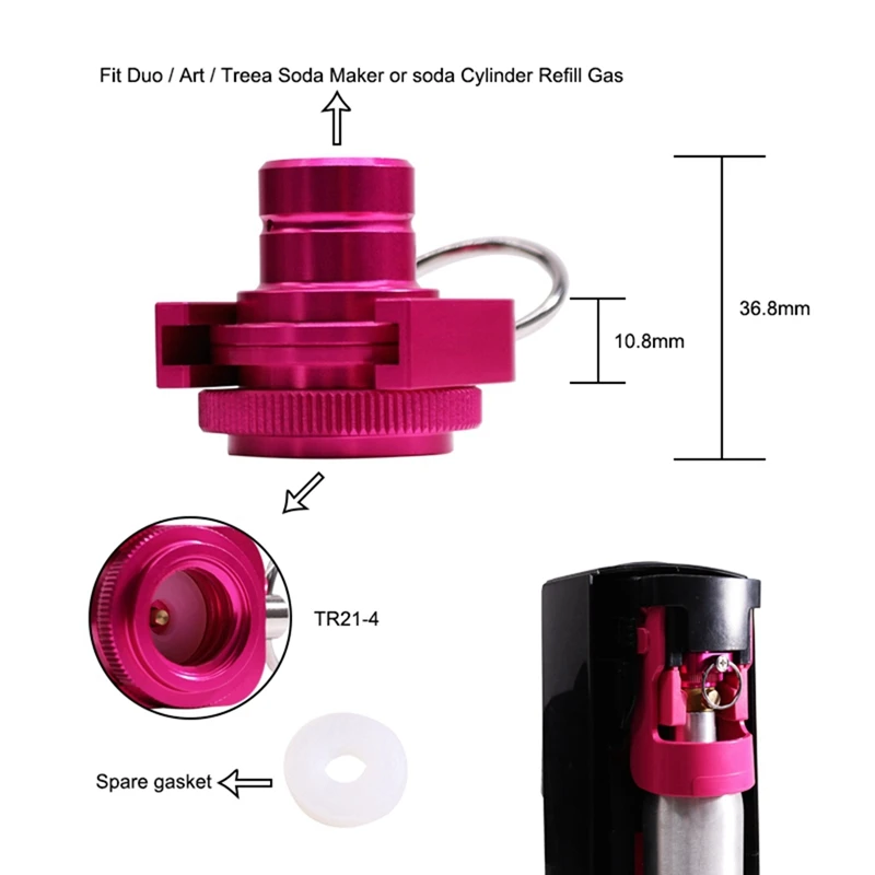 CO2 Quick Adapter Compatible With Water Carbonator Duo/Art/Terra For 425G Co2 Cylinder 60L Thread TR21-4