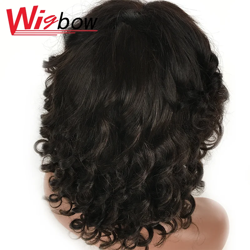 Bouncy Curly Hair Wig 100% Indian Hair Wigs 4*4 Closure Curly Wig For Black Women Remy Hair Lace Wigs Real Hair Free Shipping