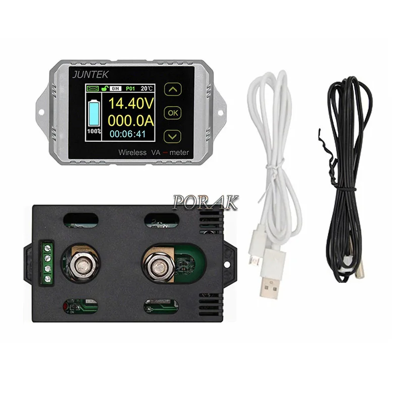 VAT-1030 JUNTEK Беспроводной двухсторонний измеритель напряжения, тока и мощности, вольтметр, емкостной кулонометр, постоянный ток 100В/30А VAT1030
